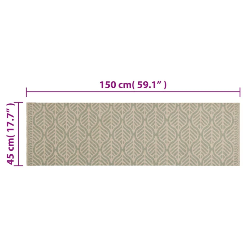 vidaXL virtuves paklājs, mazgājams, lapu apdruka, 45x150 cm, samts