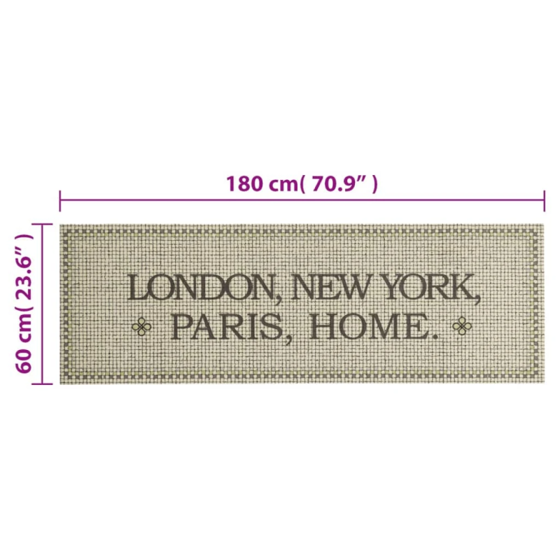 vidaXL virtuves paklājs, mazgājams, pilsētas, 60x180 cm, samts