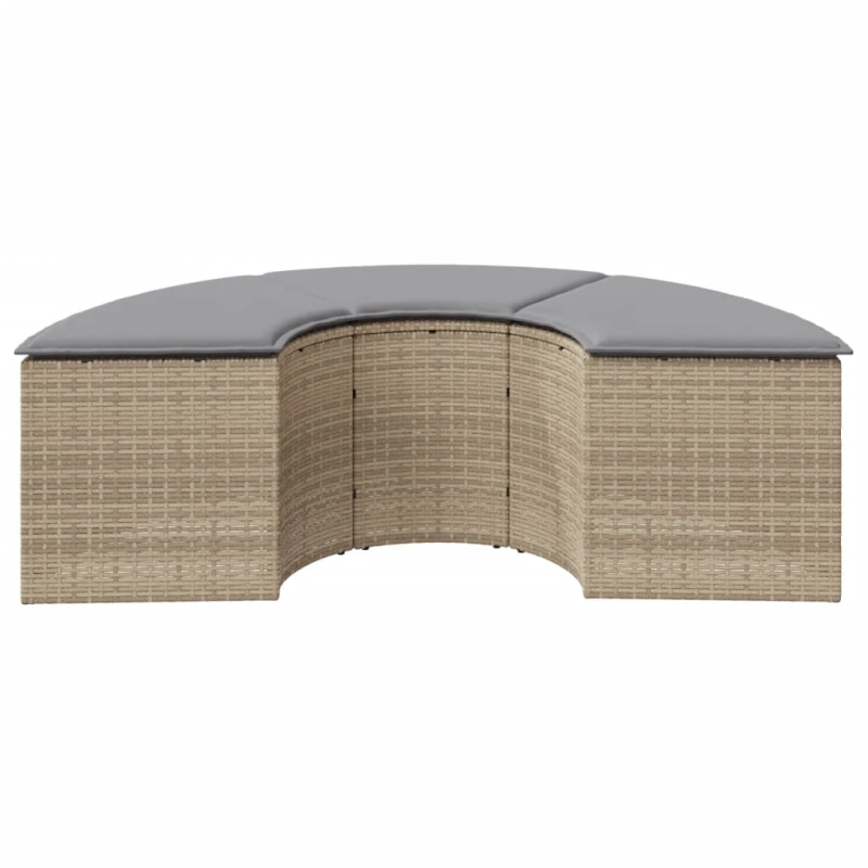 vidaXL dārza kājsoliņš ar matraci, bēša PE rotangpalma