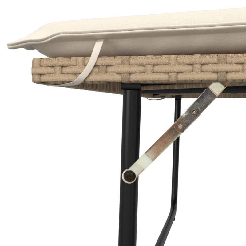 vidaXL dārza sols ar matračiem un kājsoliņu, bēša PE rotangpalma