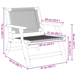 vidaXL Dārza krēsli ar galdu 3 pcs Melna Cietā akācijas koks