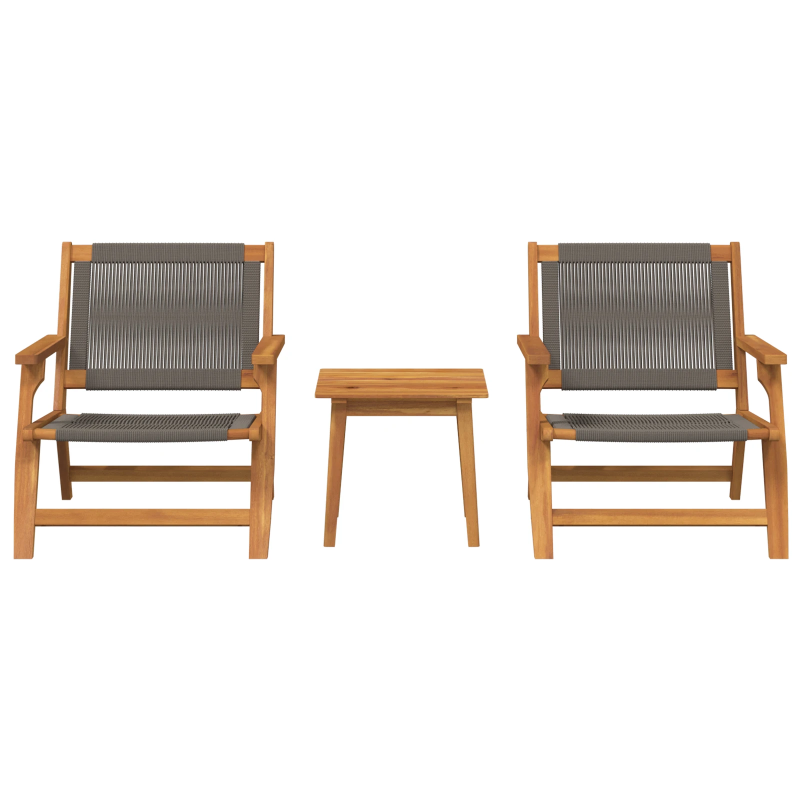 vidaXL Dārza krēsli ar galdu 3 pcs Pelēka Cietā akācijas koks