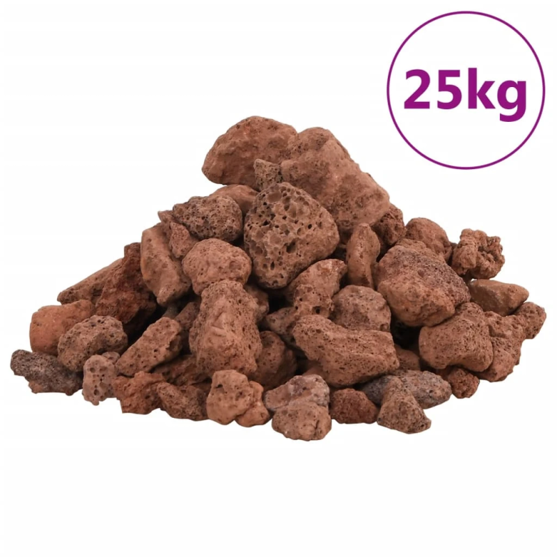 vidaXL vulkāniskie ieži, 25 kg, sarkani, 1-2 cm