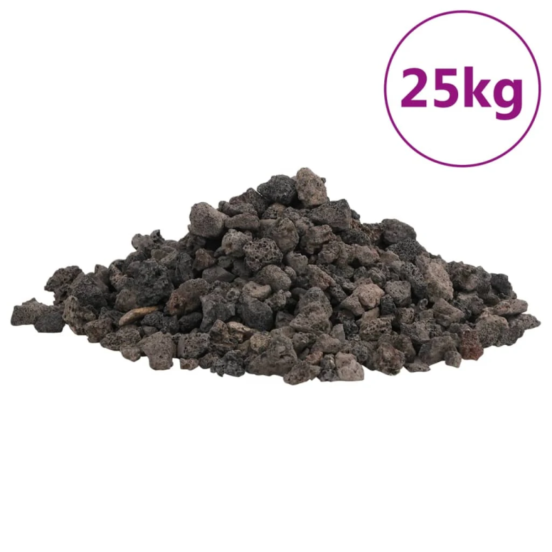 vidaXL vulkāniskie ieži, 25 kg, melni, 1-2 cm
