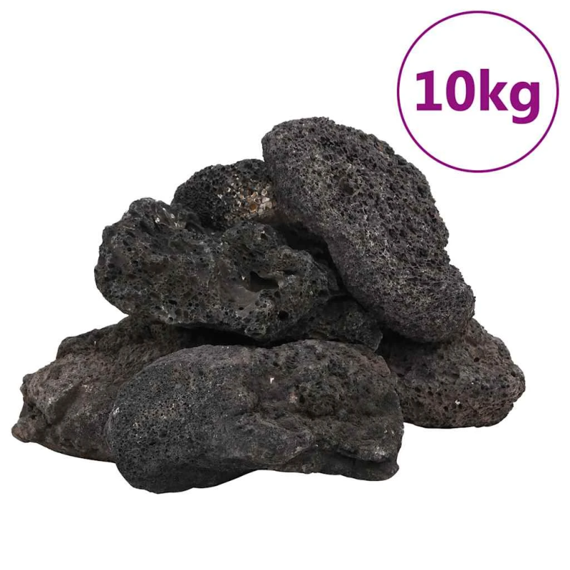 vidaXL vulkāniskie ieži, 10 kg, melni, 10-30 cm