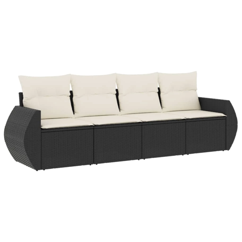 vidaXL 4-daļīgs dārza dīvāna komplekts ar matračiem, PE rotangpalma