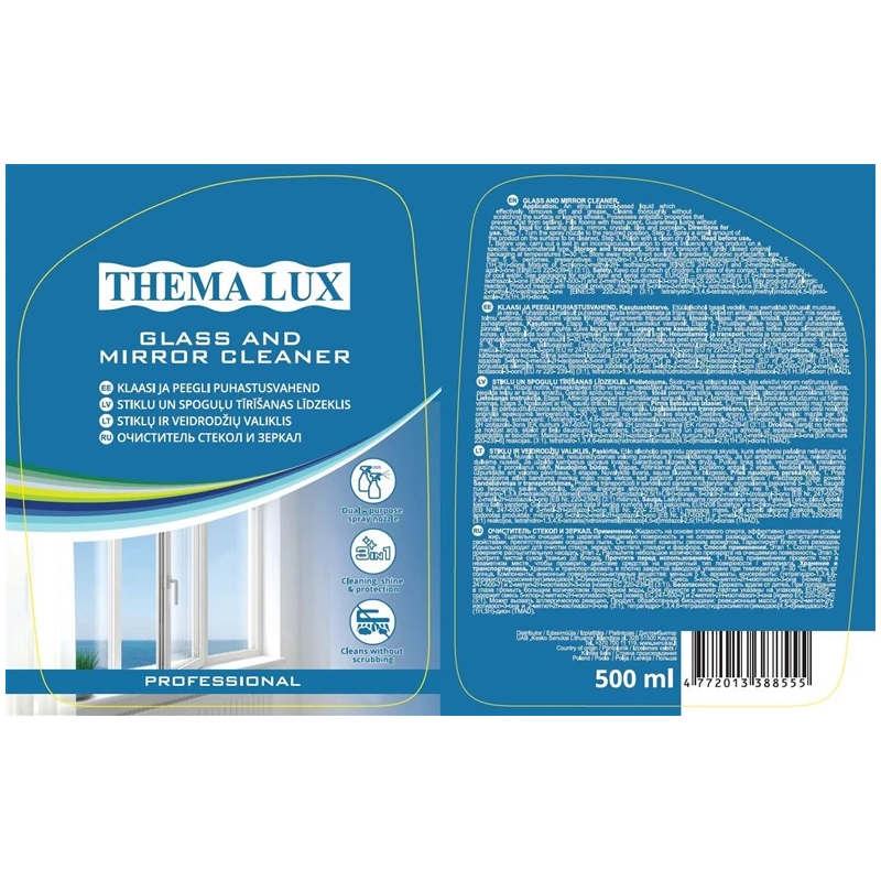 Stiklu un spoguļu tīrītājs Thema Lux, 500 ml