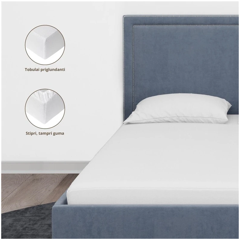 Palags ar gum.100% kokv 180x200+25cm bal