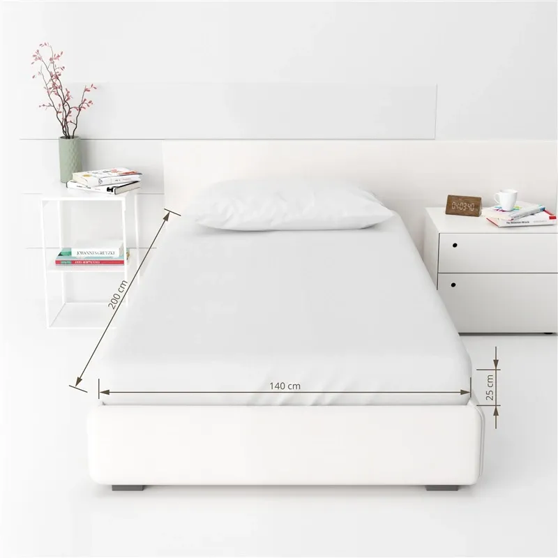 Fitted sheet sateen 140x200+25 white
