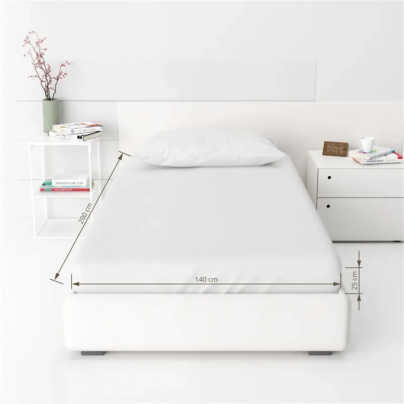 Fitted sheet sateen 140x200+25 white