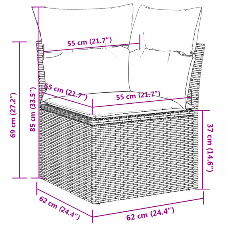 vidaXL 8-daļīgs dārza dīvāna komplekts, matrači, bēša PE rotangpalma