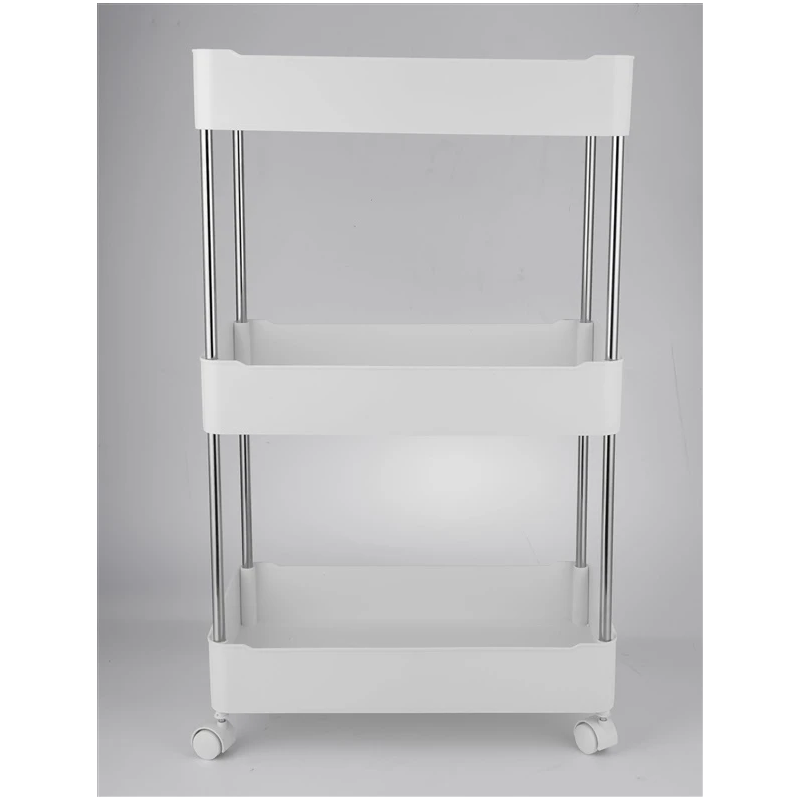 Plaukts ar riteņiem Domoletti, balta, 22 cm x 38 cm x 67.5 cm