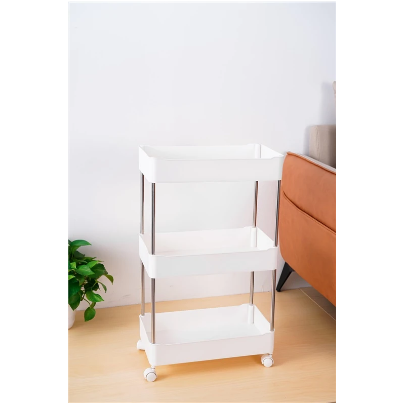 Plaukts ar riteņiem Domoletti, balta, 22 cm x 38 cm x 67.5 cm