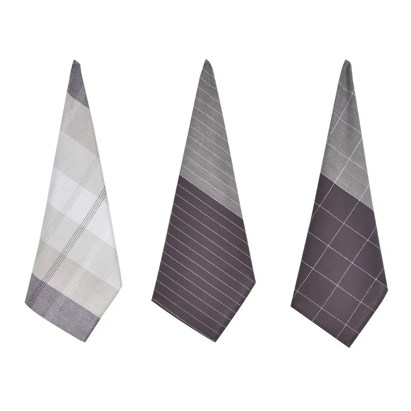 Virtuvinių rankšluosčių rinkinys Okko PMM-KT11R, antracito sp., 60 cm x 40 cm, 3 vnt.