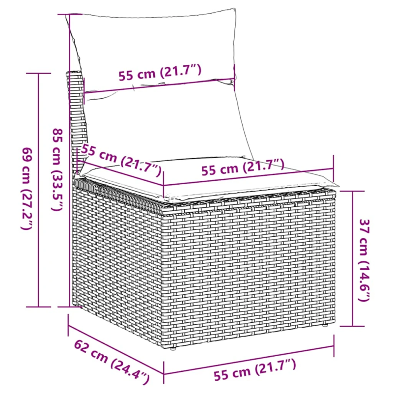 vidaXL 10-daļīgs dārza dīvāna komplekts, matrači, brūna PE rotangpalma