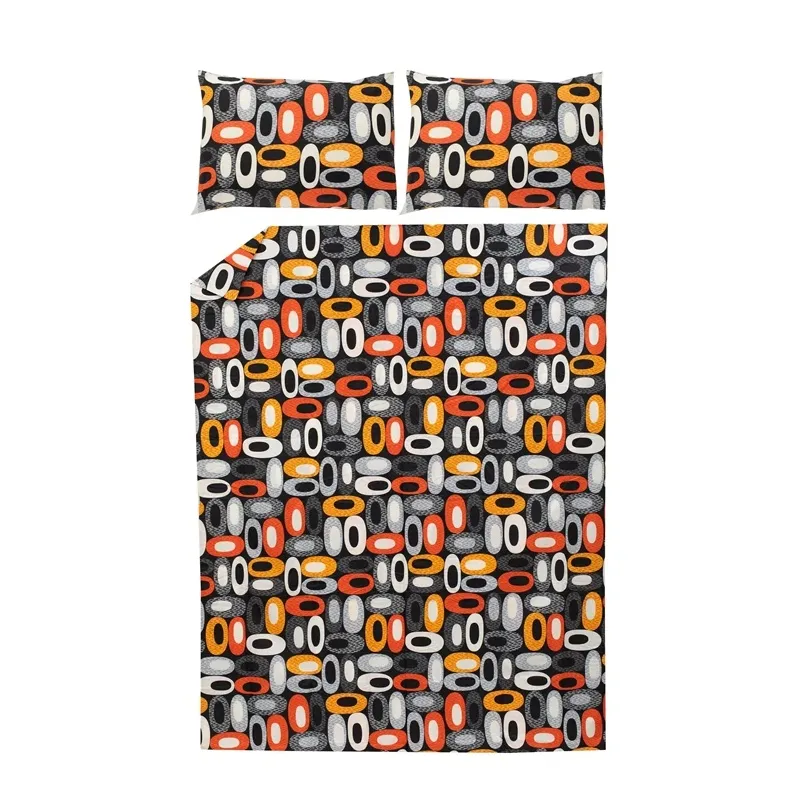 Gultas veļas komplekts Okko Stellar, sarkana-pelēka, 200 x 220 cm