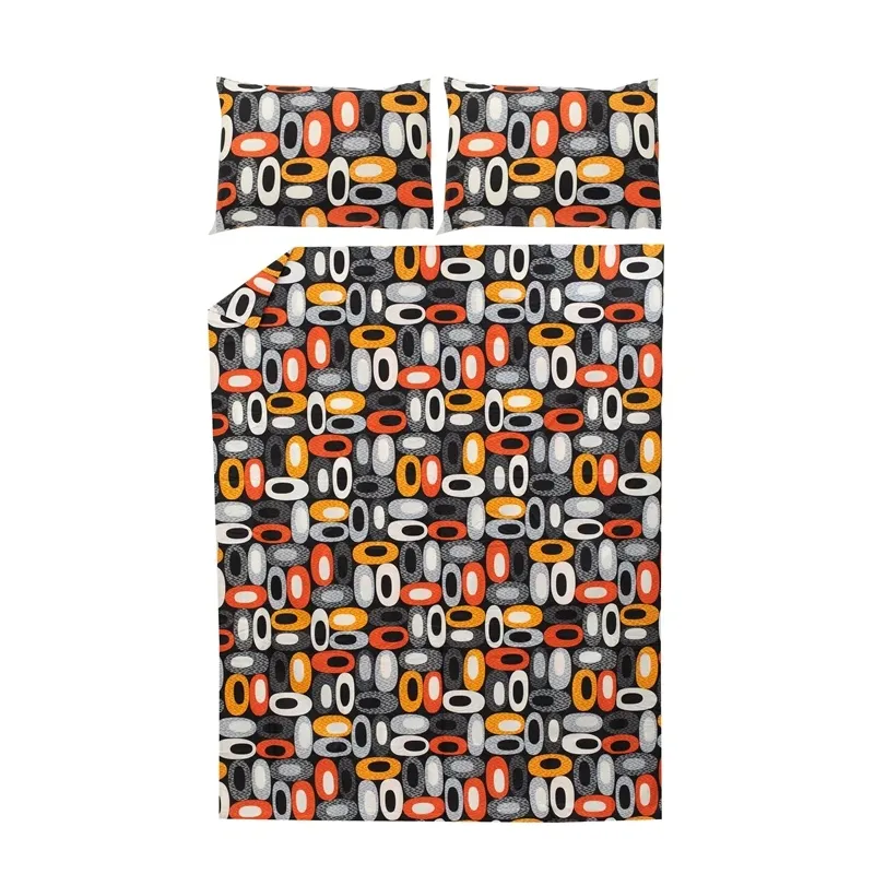 Gultas veļas komplekts Okko Stellar, sarkana-pelēka, 200 x 220 cm