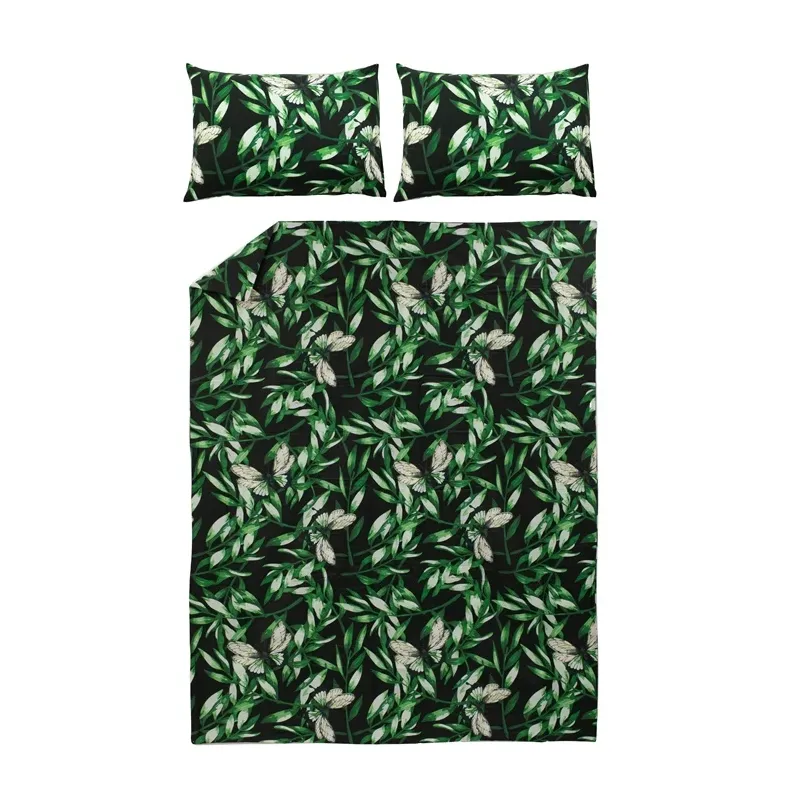 Gultas veļas komplekts Okko Fuxia, zaļa, 200 x 220 cm