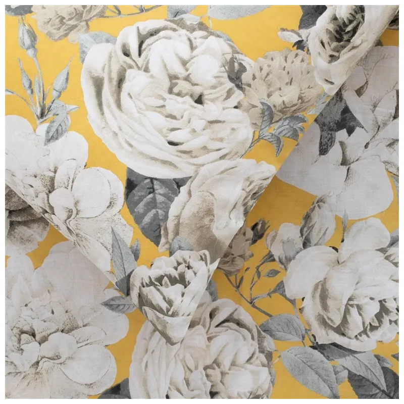 Gultas veļas komplekts Domoletti Reine Flowers, dzeltena-pelēka, 140 x 200 cm