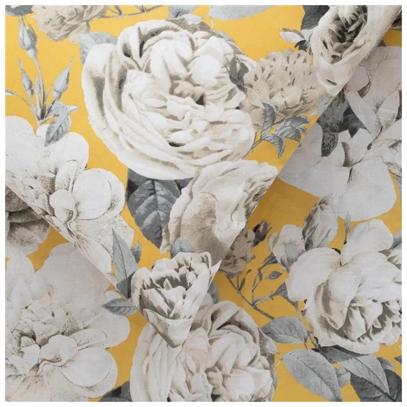 Gultas veļas komplekts Domoletti Reine Flowers, dzeltena-pelēka, 140 x 200 cm
