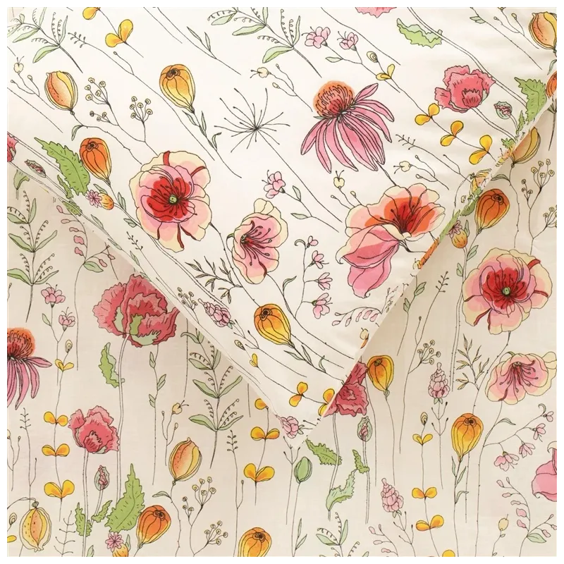 Gultas veļas komplekts Domoletti Summer Garden, krēmkrāsa-rozā, 140 x 200 cm
