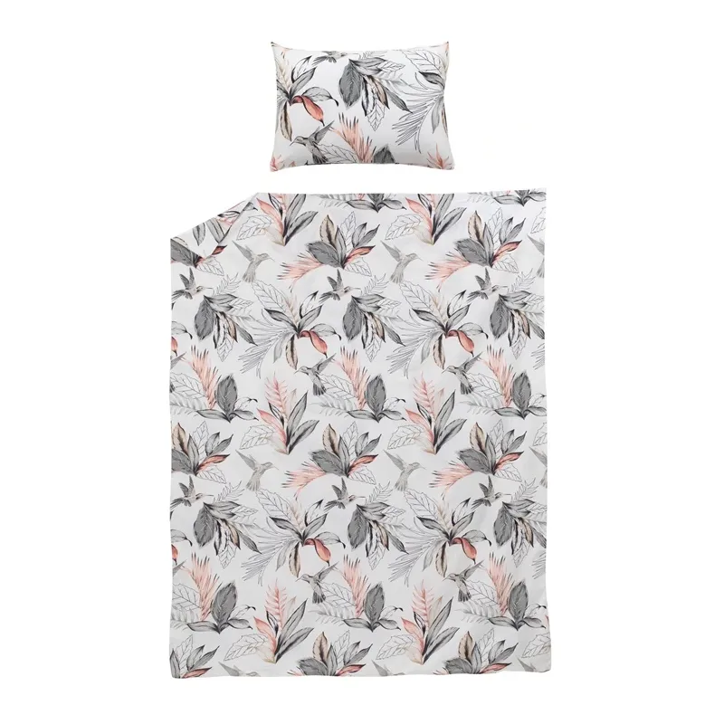 Gultas veļas komplekts Domoletti Foliaje, balta-pelēka, 140 x 200 cm