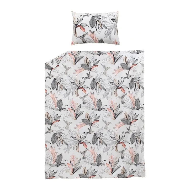 Gultas veļas komplekts Domoletti Foliaje, balta-pelēka, 140 x 200 cm