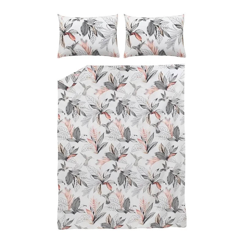 Gultas veļas komplekts Domoletti Foliaje, balta-pelēka, 200 x 220 cm