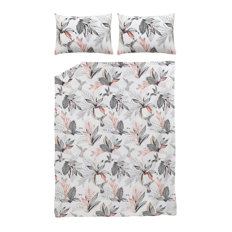 Gultas veļas komplekts Domoletti Foliaje, balta-pelēka, 200 x 220 cm