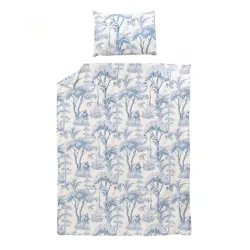 Voodipesukomplekt Domoletti Tropical Eden, valge v.-helesinine v., 140 x 200 cm