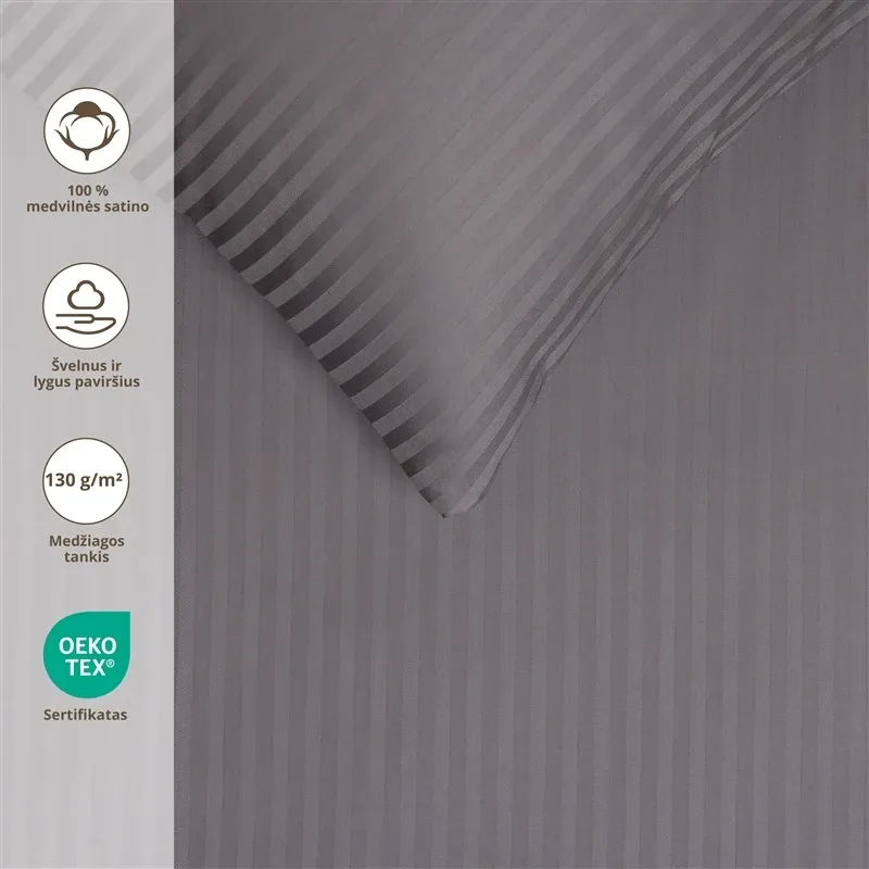 Gultas veļas komplekts Domoletti Striped Grey, pelēka krās., 140 x 200 cm