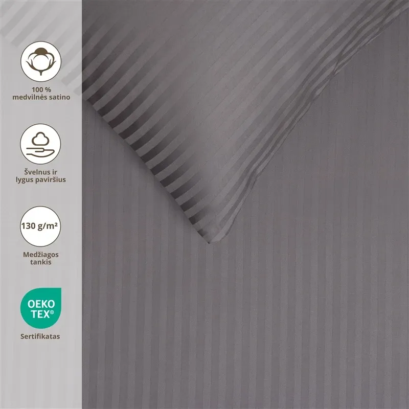Gultas veļas komplekts Domoletti Striped Grey, pelēka krās., 140 x 200 cm