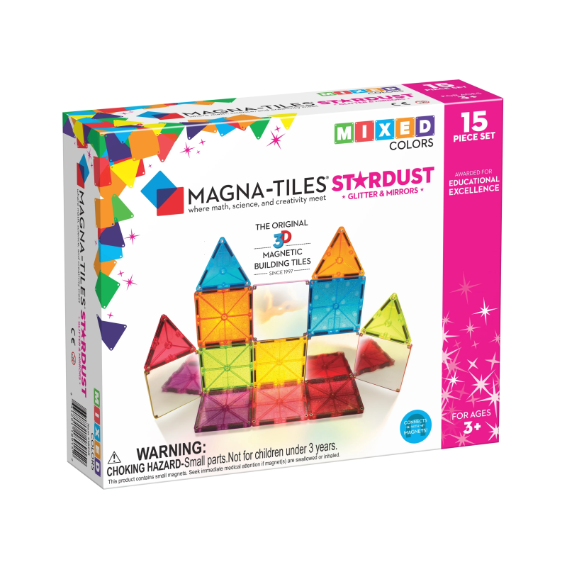 MAGNA-TILES Magnētiskais konstruktors "Zvaigžņu putekļi", 15 gab.