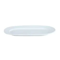 Oval plate vertical lines white 30cm