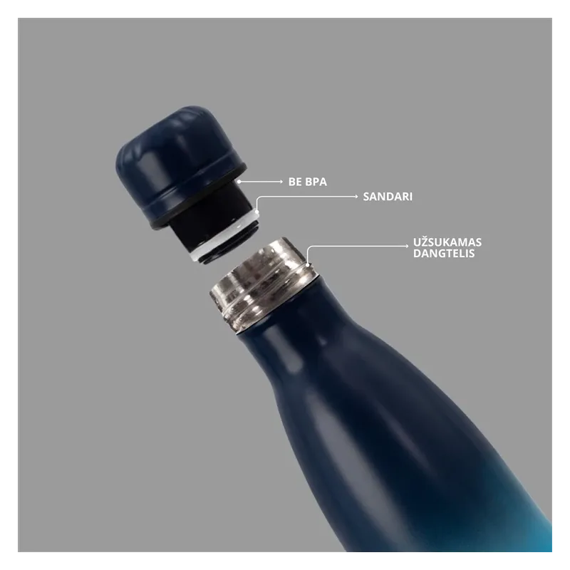 Термобутылка Domoletti, синий цв., нержавеющая сталь, 0.5 л