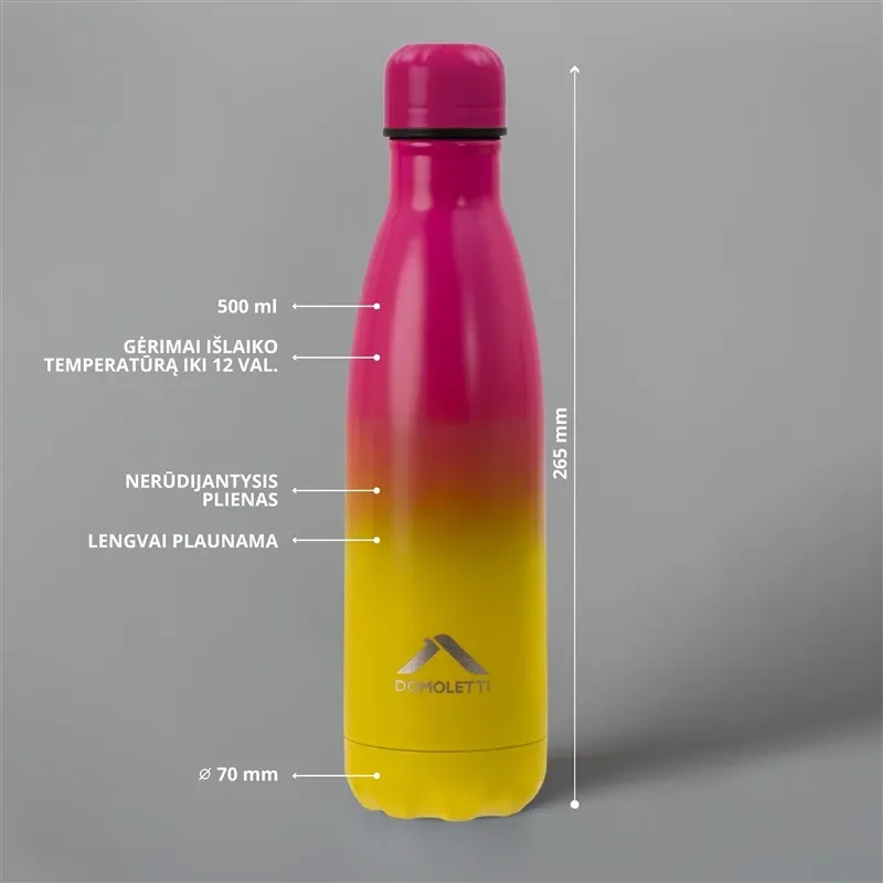 Termiskā pudele Domoletti, dzeltena, nerūsējošais tērauds, 0.5 l