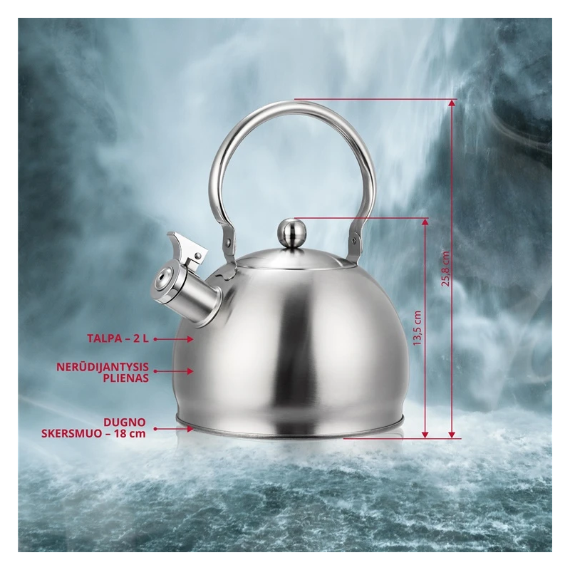 Tējkanna 2l nerūsējošā tēraud cwy010