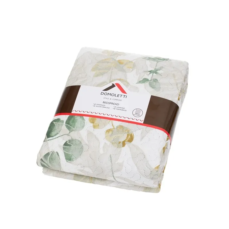 Gultas pārklājs Domoletti LEAVES, bēša krās.-zaļa krās., 160 cm x 220 cm