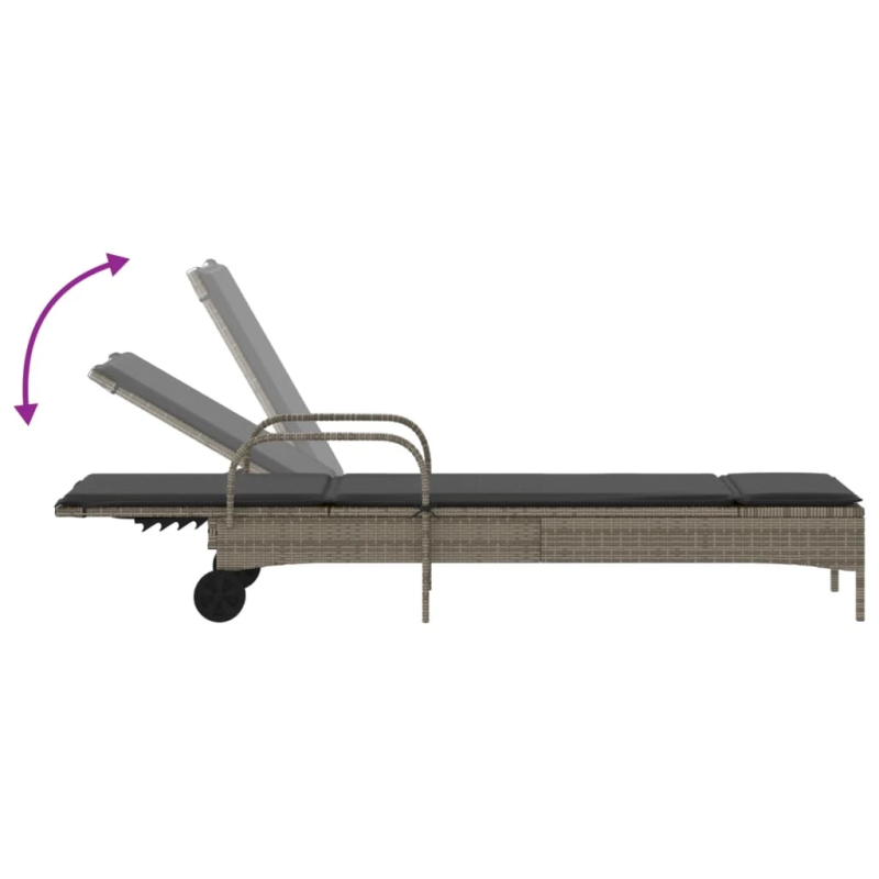 vidaXL sauļošanās zviļņi ar matračiem 2gab gaiši pelēka PE rotangpalma