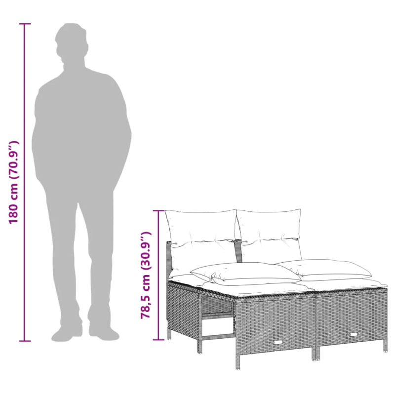 vidaXL 5-daļīgs dārza dīvānu komplekts,matrači, gaiši pelēka PE pinums
