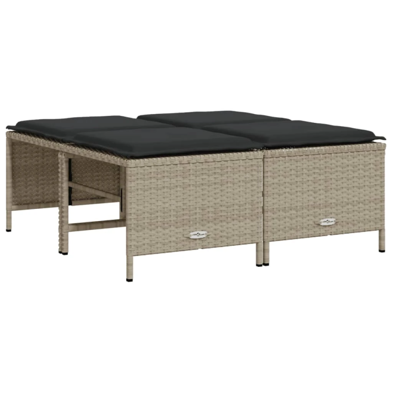 vidaXL 5-daļīgs dārza dīvānu komplekts,matrači, gaiši pelēka PE pinums