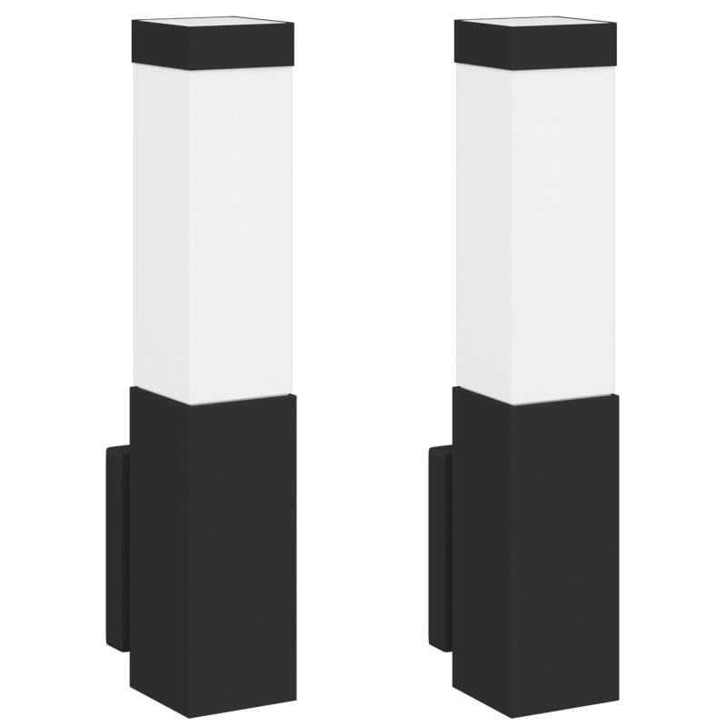 vidaXL Āra sienas gaisma 2 pcs Melna 10.5 x 6 x 33 cm