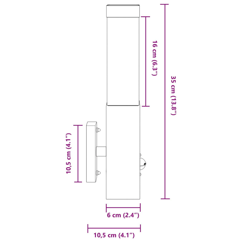 vidaXL Āra sienas gaisma 2 pcs Melna 10.5 x 6 x 33 cm