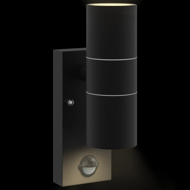 vidaXL Āra sienas gaisma 2 pcs Melna 7 x 10 x 22 cm