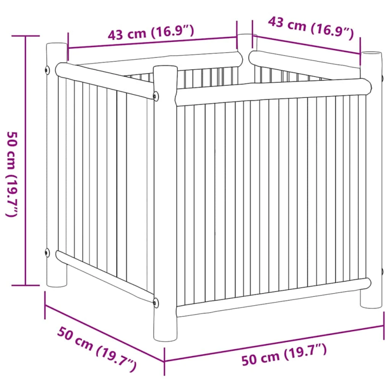 vidaXL puķu kaste, 50x50x50 cm, bambuss