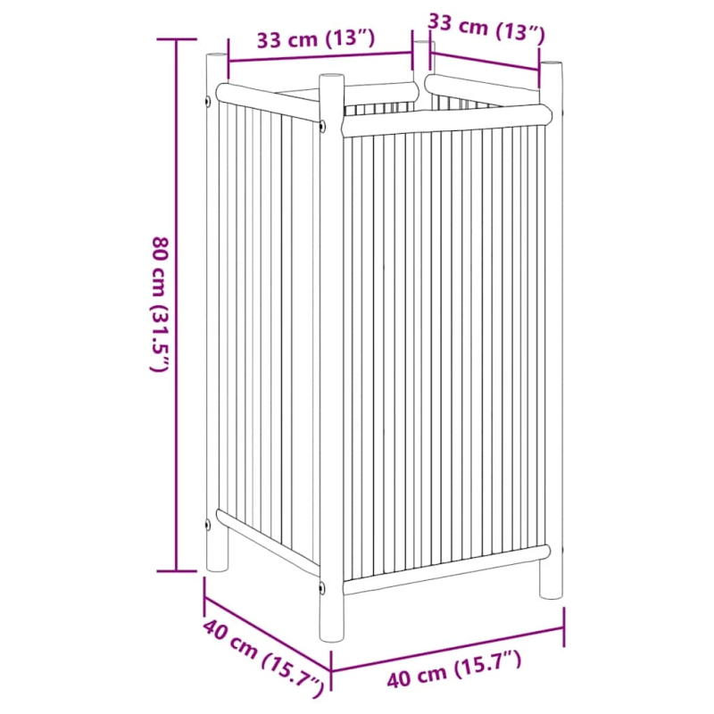 vidaXL puķu kaste, 40x40x80 cm, bambuss