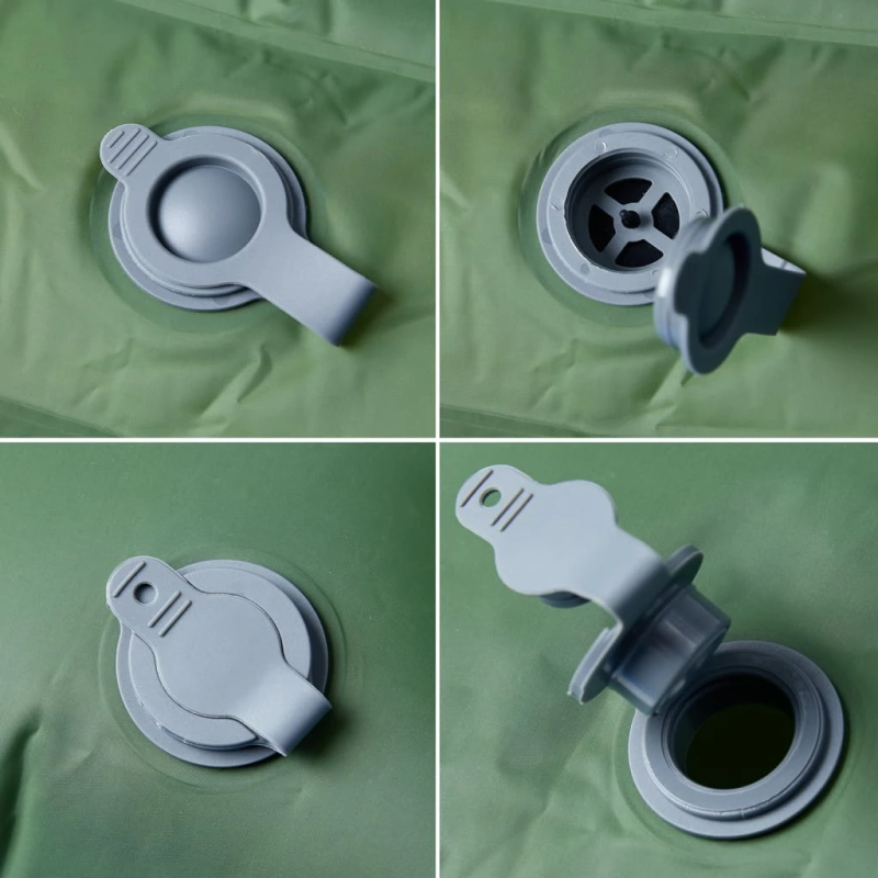 vidaXL pašpiepūšams kempinga matracis, spilveni, divvietīgs, zaļš