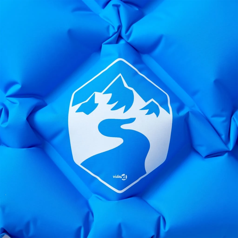 vidaXL piepūšams kempinga matracis, spilvens, vienvietīgs, zils