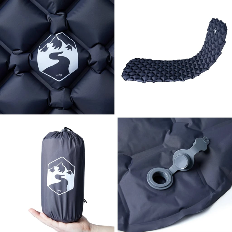 vidaXL piepūšams kempinga matracis, 190x58x6 cm, pelēks