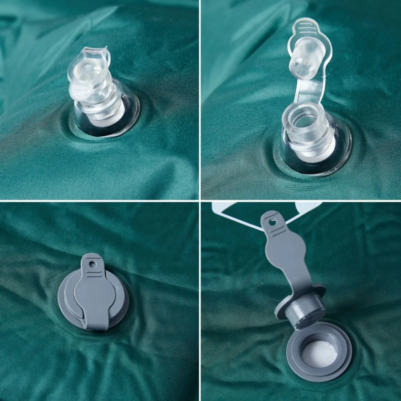 vidaXL pašpiepūšams kempinga matracis, spilvens, vienvietīgs, zaļš